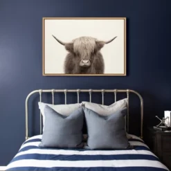 23" X 33" Sylvie Highland Cow Color Framed Canvas By The Creative Bunch Studio Natural - Kate And Laurel -Decoration Series Shop GUEST 860b0f91 6b28 4e62 8a75 a22631a73ba4