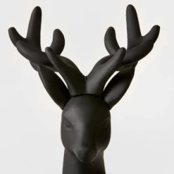 12" Plastic Sitting Deer Decorative Figurine Black - Wondershop™