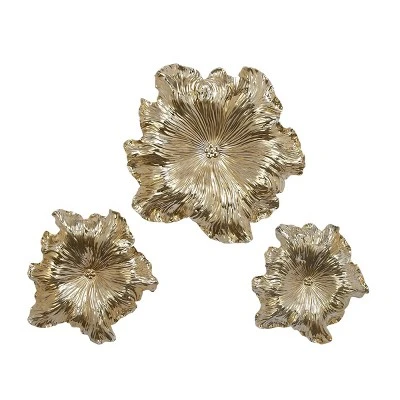Set Of 3 Polystone Floral 3D Wall Decors - Olivia & May 3 Set Of 3 Polystone Floral 3D Wall Decors - Olivia & May