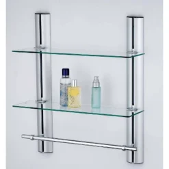 7" X 20" 2 Tier Adjustable Glass Shelf With Towel Bar Wall Shelf - Danya B. -Decoration Series Shop GUEST 90d5ec4c cbd1 4554 9512 7be769b416f9