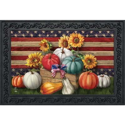 Briarwood Lane Patriotic Pumpkins Autumn Doormat Sunflowers Indoor / Outdoor 30" X 18" 3 Briarwood Lane Patriotic Pumpkins Autumn Doormat Sunflowers Indoor / Outdoor 30" X 18"
