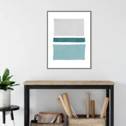 22" X 30" Painted Weaving V Blue Green By Piper Rhue Framed Canvas Wall Art Gray Wash - Amanti Art -Decoration Series Shop GUEST 9190bddf cfdd 4025 9344 27d3287f39f6
