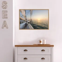 23" X 16" Sunset Cruise On The Western Union Schooner By Chuck Haney Danita Delimont Framed Canvas Wall Art - Amanti Art -Decoration Series Shop GUEST 92dd1b64 636a 4d0d 9a92 7f592c46946e