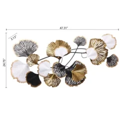 LuxenHome White, Black, And Gold Metal Ginkgo Leaves Modern Wall Decor -Decoration Series Shop GUEST 94350928 784c 412d a57e 64380a73df91
