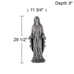 John Timberland Virgin Mary Statue Sculpture Decor Outdoor Garden Front Porch Patio Yard Outside Home Balcony Gray Stone Finish Ceramic 29" Tall -Decoration Series Shop GUEST 95b768a8 0f00 4eb8 abd3 8cd6604c40bb