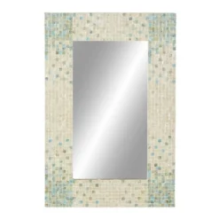 Mother Of Pearl Handmade Mosaic Wall Mirror With Blue Corners Cream - Olivia & May 28 Mother Of Pearl Handmade Mosaic Wall Mirror With Blue Corners Cream - Olivia & May -Decoration Series Shop GUEST 962f084a e324 40f4 8731 080692eedc5f