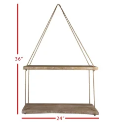 Natural Wood & Jute Distressed Hanging Wall Shelf - Foreside Home & Garden -Decoration Series Shop GUEST 978bc31b 4b37 4357 ac15 448843d48c00