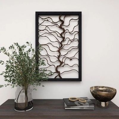Wood Tree Branch Wall Decor With Black Frame Brown - Olivia & May 9 Wood Tree Branch Wall Decor With Black Frame Brown - Olivia & May - Image 7