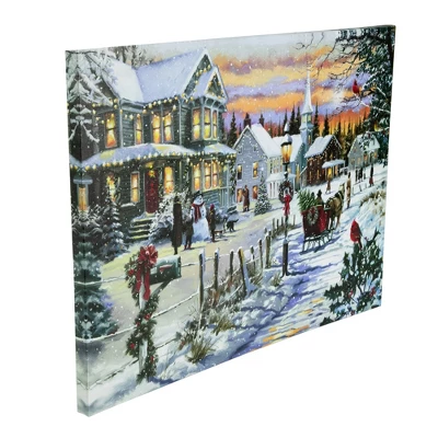 Northlight LED Lighted Fiber Optic Snowy Christmas Village Canvas Wall Art 11.75" X 15.75" 4 Northlight LED Lighted Fiber Optic Snowy Christmas Village Canvas Wall Art 11.75" X 15.75" - Image 2