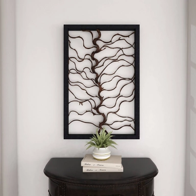 Wood Tree Branch Wall Decor With Black Frame Brown - Olivia & May 7 Wood Tree Branch Wall Decor With Black Frame Brown - Olivia & May - Image 5