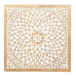 Wood Floral Handmade Intricately Carved Wall Decor With Mandala Design Light Brown - Olivia & May -Decoration Series Shop GUEST 9ab2a482 b3e1 4748 8010 088e48fe123e