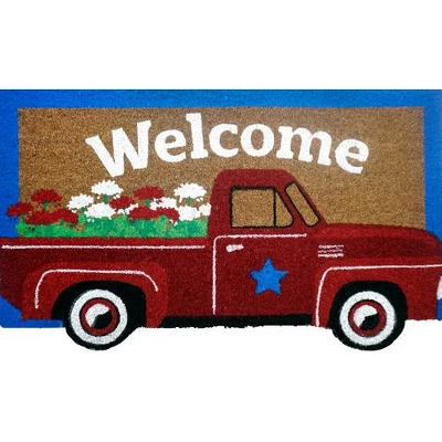 Red Truck Natural Fiber Coir Patriotic Doormat 30" X 18" Briarwood Lane 4 Red Truck Natural Fiber Coir Patriotic Doormat 30" X 18" Briarwood Lane - Image 2
