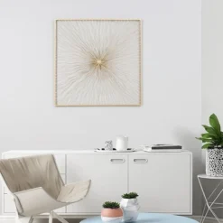 LuxenHome Gold Abstract Flower Square Metal Wall Art -Decoration Series Shop GUEST 9eab1f57 630d 457c bcd7 9fb51452efed