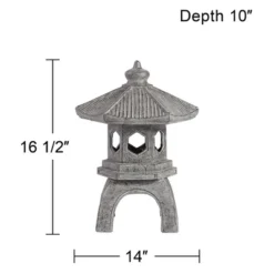 John Timberland Pagoda Statue Sculpture Garden Decor Indoor Outdoor Front Porch Patio Yard Outside Home Balcony Old Faux Stone Finish 16 1/2" Tall -Decoration Series Shop GUEST 9ec803a3 e9e6 4196 926f db9f31e660fd