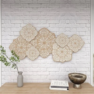 Farmhouse Wood Floral Intricately Carved Wall Decor White - Olivia & May 11 Farmhouse Wood Floral Intricately Carved Wall Decor White - Olivia & May - Image 9