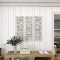 Wood Floral Handmade Intricately Carved Wall Decor Set Of 3 White - Olivia & May 20 Wood Floral Handmade Intricately Carved Wall Decor Set Of 3 White - Olivia & May -Decoration Series Shop GUEST 9f62e8f9 87fa 4650 9cfc 797b447e56ec