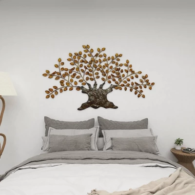 Traditional Metal Tree Indoor Outdoor Wall Decor With Leaves Brown - Olivia & May 14 Traditional Metal Tree Indoor Outdoor Wall Decor With Leaves Brown - Olivia & May - Image 12