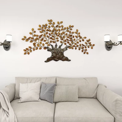 Traditional Metal Tree Indoor Outdoor Wall Decor With Leaves Brown - Olivia & May 13 Traditional Metal Tree Indoor Outdoor Wall Decor With Leaves Brown - Olivia & May - Image 11