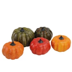 Decoration Series Shop 12 Northlight 4.25" Harvest Artificial Pumpkin And Leaf Autumn Decoration 10pc - Orange/Green