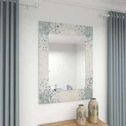 Mother Of Pearl Handmade Mosaic Wall Mirror With Blue Corners Cream - Olivia & May 30 Mother Of Pearl Handmade Mosaic Wall Mirror With Blue Corners Cream - Olivia & May -Decoration Series Shop GUEST a6958236 57e8 4da2 a0c2 655b512d2a47