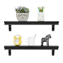 24" Set Of 2 Floating Wall Decor Display Ledge Shelves Black - Danya B. 16 24" Set Of 2 Floating Wall Decor Display Ledge Shelves Black - Danya B. -Decoration Series Shop GUEST a79f76e6 9a88 4799 baaa 9f260922167f