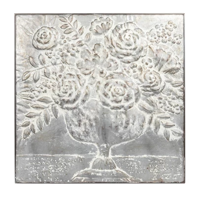 Square Metal Floral Bouquets Wall Décor - Storied Home 10 Square Metal Floral Bouquets Wall Décor - Storied Home - Image 8