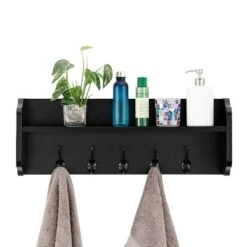 25" X 9" Entryway Floating Utility Wall Shelf With Hooks Black - Danya B. -Decoration Series Shop GUEST aad463a2 b58c 4c4b 9219 feaa50143ea0