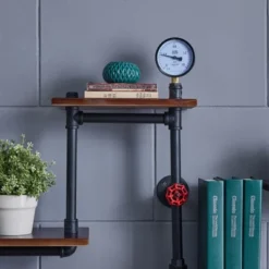 44.5" X 27.6" Tiered Horizontal Industrial Pipe Wall Shelf Brown/Black - Danya B. -Decoration Series Shop GUEST ab69302d a517 4689 a040 c5560a812c09
