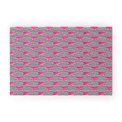 Little Arrow Design Co Watercolor Hearts On Stripes Looped Vinyl Welcome Mat - Society6 -Decoration Series Shop GUEST acc64546 eb94 4865 a46c 727cff99c2f6