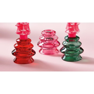 Tagltd Glass Tree Taper Holder Red Candlestick Holder Christmas Xmas Holiday Home Decor 3 Tagltd Glass Tree Taper Holder Red Candlestick Holder Christmas Xmas Holiday Home Decor