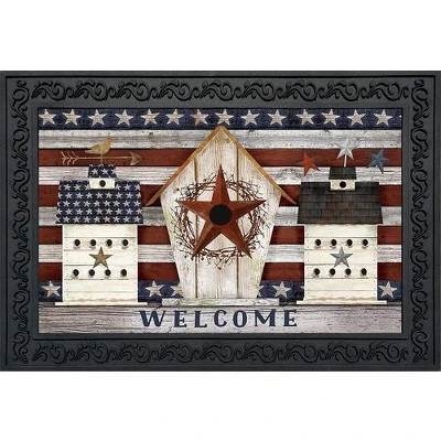 Rustic American Birdhouse Primitive Doormat Welcome Patriotic 30" X 18" Briarwood Lane 3 Rustic American Birdhouse Primitive Doormat Welcome Patriotic 30" X 18" Briarwood Lane