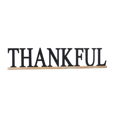 Wood Sign Thankful Wall Decor Black - Olivia & May 3 Wood Sign Thankful Wall Decor Black - Olivia & May