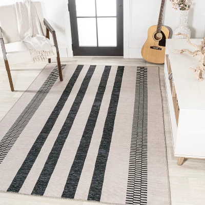 Vichy Geometric Striped Machine-Washable Indoor Area Rug - JONATHAN Y 4 Vichy Geometric Striped Machine-Washable Indoor Area Rug - JONATHAN Y - Image 2
