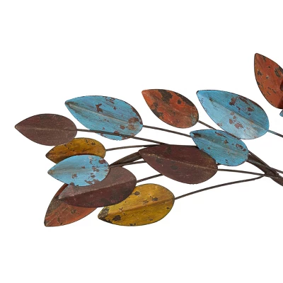 Metal Leaf Wall Decor Multi Colored - Olivia & May 4 Metal Leaf Wall Decor Multi Colored - Olivia & May - Image 2