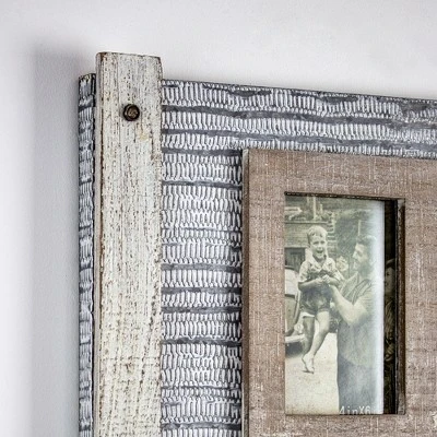 32" X 12" Rustic Wood And Metal Hanging 5 Picture Photo Frame Wall Accent - American Art Decor 4 32" X 12" Rustic Wood And Metal Hanging 5 Picture Photo Frame Wall Accent - American Art Decor - Image 2