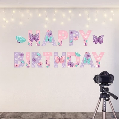 Big Dot Of Happiness Beautiful Butterfly - Peel And Stick Floral Birthday Party Large Banner Wall Decals - Happy Birthday 8 Big Dot Of Happiness Beautiful Butterfly - Peel And Stick Floral Birthday Party Large Banner Wall Decals - Happy Birthday - Image 6