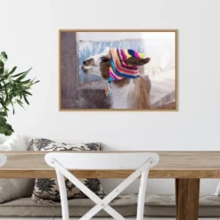 23" X 16" Llama With Colorful Hat By Jutta Riegel Danita Delimont Framed Canvas Wall Art - Amanti Art -Decoration Series Shop GUEST bba55aa5 2590 4b20 a0c1 9e5e984e830e
