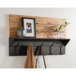 42" X 22" Samuels Decorative Wall Shelf With Hooks Rustic Brown/Black - Kate & Laurel All Things Decor -Decoration Series Shop GUEST be3049cd fd64 4342 8e60 9333494a2889