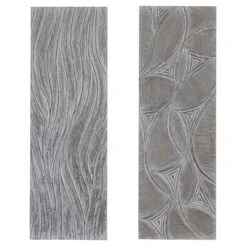 Set Of 2 Wooden Leaf Intricately Carved Wall Decors Gray - Olivia & May