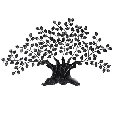 Traditional Metal Tree Indoor Outdoor Wall Decor With Leaves Brown - Olivia & May 6 Traditional Metal Tree Indoor Outdoor Wall Decor With Leaves Brown - Olivia & May - Image 4