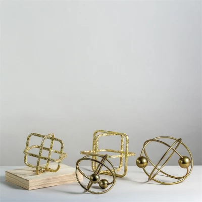 Small Distressed Gold Cube Metal Decorative Sculpture - Foreside Home & Garden 4 Small Distressed Gold Cube Metal Decorative Sculpture - Foreside Home & Garden - Image 2