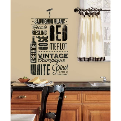 Wine Lovers Peel And Stick Wall Decal Black - RoomMates 3 Wine Lovers Peel And Stick Wall Decal Black - RoomMates
