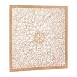 Wood Floral Handmade Intricately Carved Wall Decor With Mandala Design Light Brown - Olivia & May -Decoration Series Shop GUEST c98ac5ad 775c 42f4 ac10 b1ef38e939ba