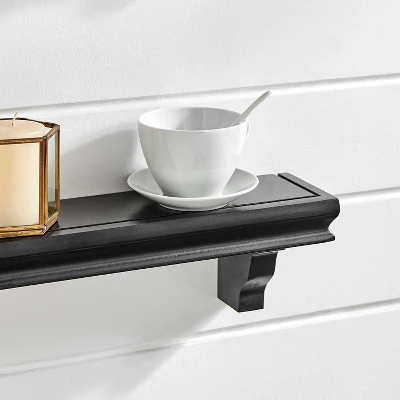 24" Set Of 2 Floating Wall Decor Display Ledge Shelves Black - Danya B. 6 24" Set Of 2 Floating Wall Decor Display Ledge Shelves Black - Danya B. - Image 4