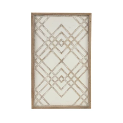 Exton Geo Carved Decorative Wall Wood Panel Natural/White - Madison Park 3 Exton Geo Carved Decorative Wall Wood Panel Natural/White - Madison Park