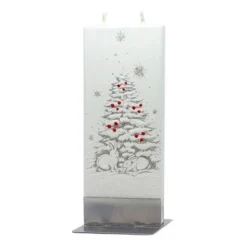 Christmas 5.75" White Tree And Bunnies Snowy Hand Paited Flatyz Candles - Flame Candles -Decoration Series Shop GUEST caaf00d3 de92 41a5 94c5 28c2c26b31aa