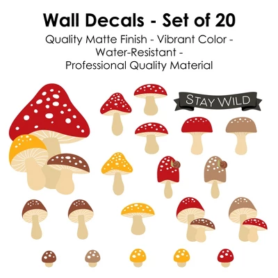 Big Dot Of Happiness Wild Mushrooms - Peel And Stick Red Toadstool Room Decor Vinyl Wall Art Stickers - Wall Decals - Set Of 20 7 Big Dot Of Happiness Wild Mushrooms - Peel And Stick Red Toadstool Room Decor Vinyl Wall Art Stickers - Wall Decals - Set Of 20 - Image 5