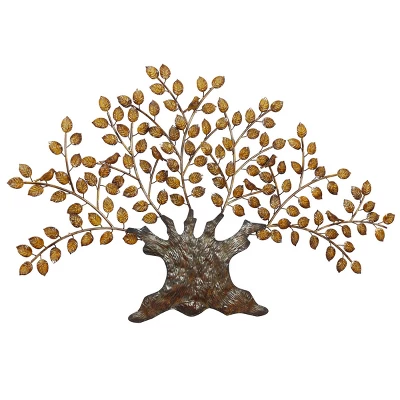 Traditional Metal Tree Indoor Outdoor Wall Decor With Leaves Brown - Olivia & May 8 Traditional Metal Tree Indoor Outdoor Wall Decor With Leaves Brown - Olivia & May - Image 6