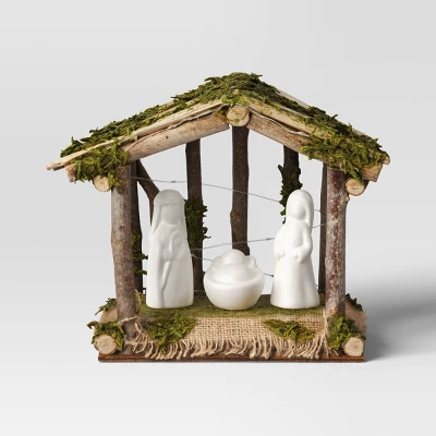 4pc Battery Operated Lit Wood Nativity Scene Figurine Set - Wondershop™ 4 4pc Battery Operated Lit Wood Nativity Scene Figurine Set - Wondershop™ - Image 2