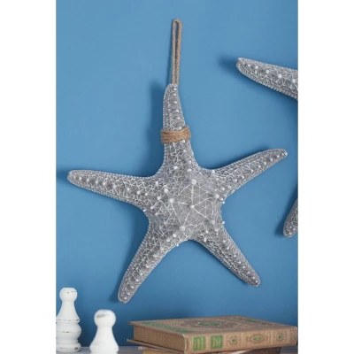 Polystone Starfish Wall Decor With Hanging Rope Gray - Olivia & May 6 Polystone Starfish Wall Decor With Hanging Rope Gray - Olivia & May - Image 4